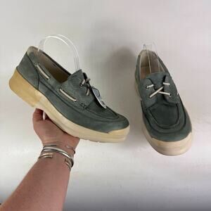 Cole Haan Sporting Boat Shoes Women's 8.5 Green Leather Lace-Up Low Top Casual